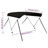 Biminitop 2 bogen 178x138x96 cm zwart - thumbnail