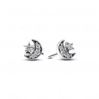 Pandora 292990C01 Oorknoppen Moon-Star zilver-zirconia wit - thumbnail