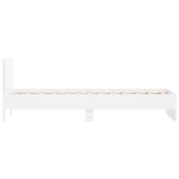 Bedframe met hoofdbord bewerkt hout wit 75x190 cm - thumbnail