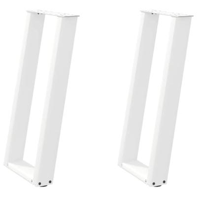 Console tafelpoten 2 st U-vormig 38x(72-73) cm staal wit - thumbnail