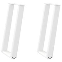 Console tafelpoten 2 st U-vormig 38x(72-73) cm staal wit - thumbnail