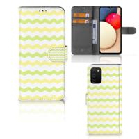 Samsung Galaxy A03s | Telefoon Hoesje | Waves Yellow | Portemonnee hoesje - thumbnail