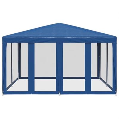 Partytent met 8 mesh zijwanden 4x4 m HDPE blauw - thumbnail