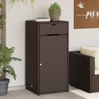 Tuinkast 55x55x111 cm poly rattan bruin
