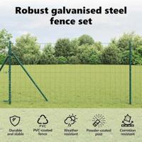 VidaXL Hek met paal groen 1 x 25 m staal - thumbnail