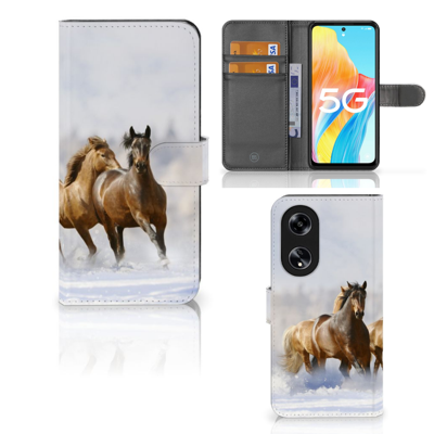 OPPO Reno8 T 5G | Telefoonhoesje | Met pasjeshouder | Paarden