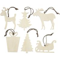 Creativ Company Ornamenten, afm 7-9 cm, dikte 4 mm, 6 stuk/ 1 doos - thumbnail