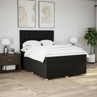 Boxspring met matras stof zwart 140x190 cm - thumbnail