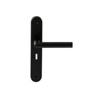 Hardbrass Deurkruk Toledo op ovaal langschild sleutelgat 56mm - zwart - thumbnail