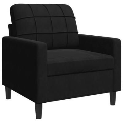 3-delige Loungeset met kussens fluweel zwart - thumbnail