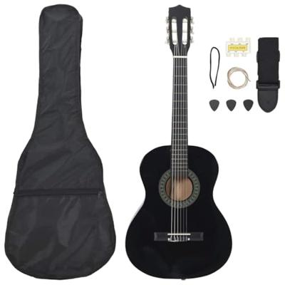 VidaXL 8-delige gitaarset klassiek beginner 3/4 36" zwart