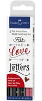 Faber Castell fc-267115 tekenstift faber-castell pitt artist pen handlettering 4-delig etui zwart - thumbnail