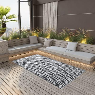 VidaXL Buitenkleed arakil 190x290 cm pp wit en zwart