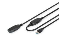Digitus DA-73105 USB-kabel USB 3.2 Gen1 (USB 3.0 / USB 3.1 Gen1) USB-A stekker, USB-A bus 10.00 m Zwart Afgeschermd, Afgeschermd (dubbel) - thumbnail