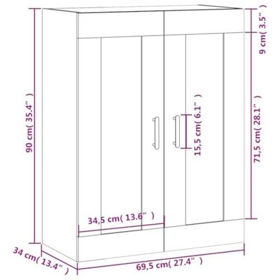 Wandkast 69,5x34x90 cm bewerkt hout betongrijs