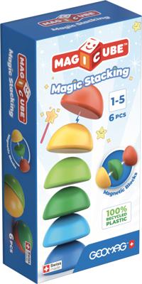 Magnetische blokken - GEOMAG - Magicube 060 - 6 stuks - Stapelbaar - Gerecycled plastic - thumbnail