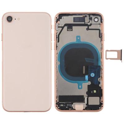 Batterij achtercover montage met Zijknop & vibrator & luidspreker & aan/uit-knop + volume knop Flex kabel & kaart lade voor iPhone 8 (Rose Gold)