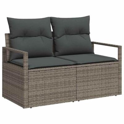 Tuinbankenset met kussen 6 pcs Grijs poly rattan