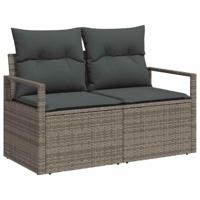 Tuinbankenset met kussen 6 pcs Grijs poly rattan - thumbnail