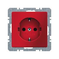 Berker Q.1 stopcontact met randaarde en schroefklemmen enkel rood - thumbnail