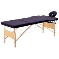 VidaXL Massagetafel inklapbaar 3 zones hout wijnpaars - thumbnail
