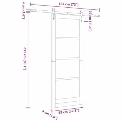 Glijdende Deur met Set voor Bevestiging 83x211 cm Massief Hout van Grenen