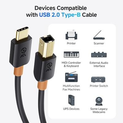 Cable Matters 2m USB C-printerkabel (USB C-naar USB B-kabel, USB-C-naar-printerkabel) in zwart van 2 meter