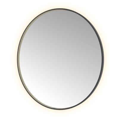 Spiegel Hotbath &MORE 120x120 cm LED-Verlichting Spiegelverwarming Rond Geborsteld Zwart PVD Spiegel Hotbath &MORE 120x120 cm LED-Verlichting Spiegelverwarming Rond Geborsteld Zwart PVD