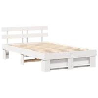 Bedframe met hoofdeinde Wit 120 x 190 cm Massief grenenhout - thumbnail