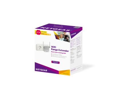 NETGEAR EX3700 WiFi Range Extender AC750, Dual-Band - 1 Fast Ethernet poort NETGEAR EX3700 WiFi Range Extender AC750, Dual-Band - 1 Fast Ethernet poort