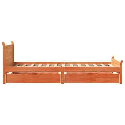 Bedframe zonder matras massief grenenhout wasbruin 75x190 cm