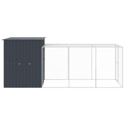 Kippenhok met ren 165x455x181 cm gegalvaniseerd staal antraciet