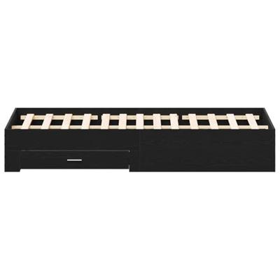 Bedframe met lades Zwart eiken 180 x 200 cm Bewerkt hout
