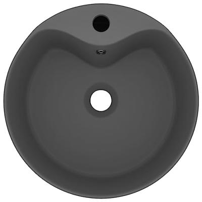VidaXL Wastafel met overloop 36x13 cm keramiek mat donkergrijs