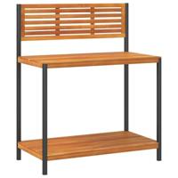 Tuinwerktafel 90x50x110 cm massief acaciahout en staal - thumbnail
