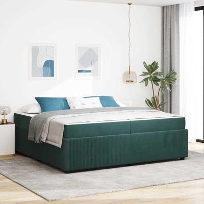 Bedframe met matras met matras Donkergroen 200 x 200 cm Fluweel