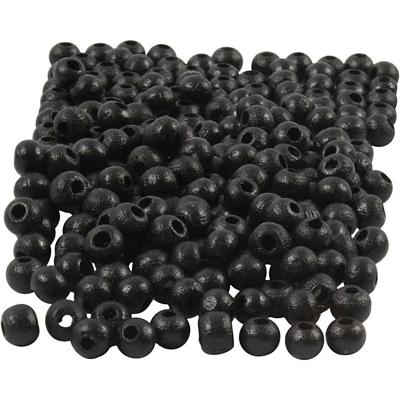 Creativ Company Houten kralen, d 5 mm, gatgrootte 1,5 mm, ca. 150 stuk, zwart, 6 gr/ 1 doos