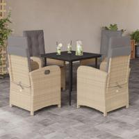 5-delige Tuinset met kussens poly rattan gemengd beige - thumbnail