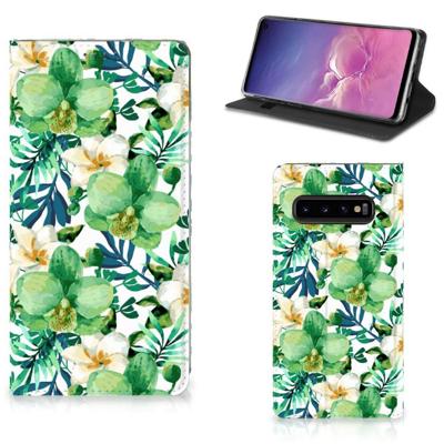 Samsung Galaxy S10 Smart Cover Orchidee Groen Samsung Galaxy S10 Smart Cover Orchidee Groen