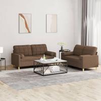 2-delige Loungeset met kussens stof bruin - thumbnail
