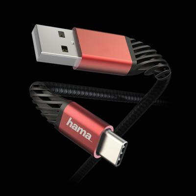 Hama Oplaad-/gegevenskabel Extreme USB-A - USB-C 1,5 M Zwart/rood Hama Oplaad-/gegevenskabel Extreme USB-A - USB-C 1,5 M Zwart/rood