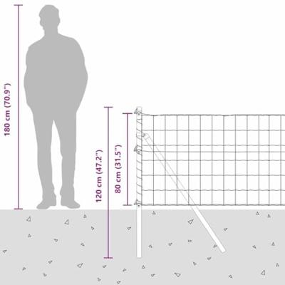 VidaXL Hek met paal groen 0,8 x 25 m staal en pvc