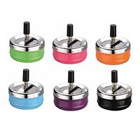 Asbak Excellent Houseware Met deksel Draaiend Zilverkleurig Multicolour metaal Roestvrij staal Ø 9,5 cm - thumbnail