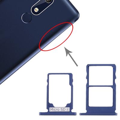 SIM-kaartlade + SIM-kaartlade + Micro SD-kaartlade voor Nokia 5.1 TA-1075 (Blauw)