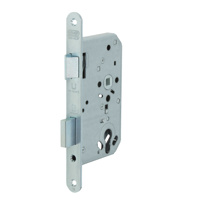 Nemef 1769/24 Ls Deurslot | DM65mm | PC72mm | voorplaat RVS 24x235mm afgerond | staal vernikkelde dag- en nachtschoot | 2 toers | DR 2+4 - 9176924652 - thumbnail