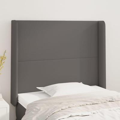 Hoofdbord met randen 103x16x118/128 cm kunstleer grijs