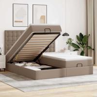 Ottoman bed met matrassen 180x200cm kunstleer cappuccinokleurig - thumbnail