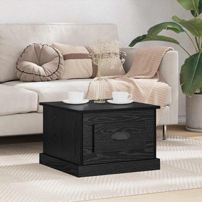 Salontafel with Drawer Zwart eiken 50 x 50 x 35 cm Bewerkt hout