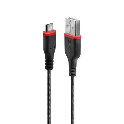 LINDY 0.5m Versterkte USB Type A naar Micro-B LADING & SYNC Kabel, 3A