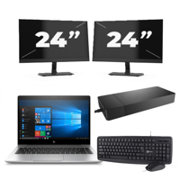 HP EliteBook x360 830 G7 - Intel Core i5-10e Generatie - 13 inch - 16GB RAM - 256GB SSD - Windows 11 Home + 2x 24 inch Monitor - thumbnail